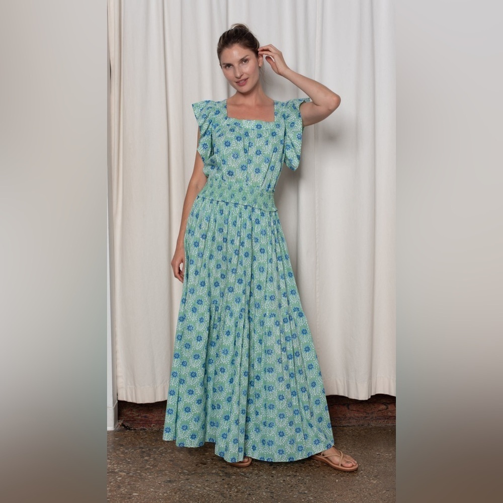 New! Ophelia & Indigo Sylvie Skirt In Green And Blue Azalea Print Small Nwt! — image 4 of 8
